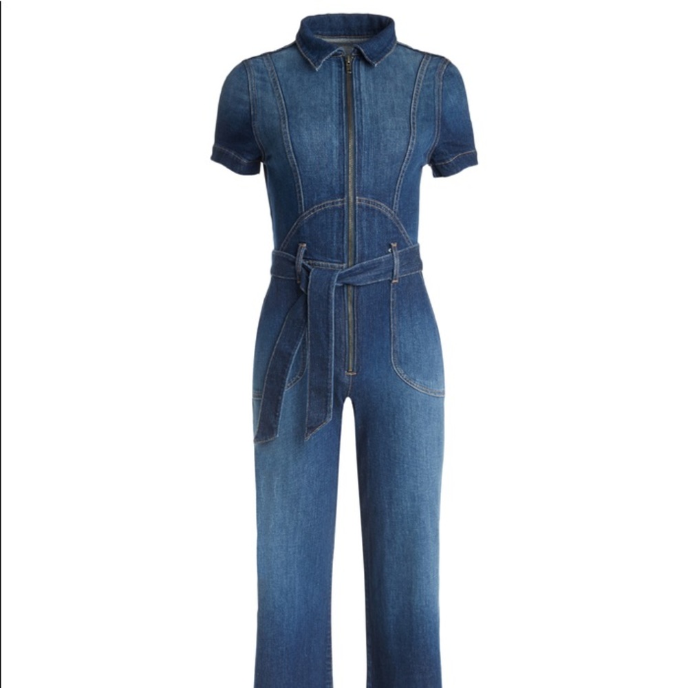 alice and olivia denim jumpsuit